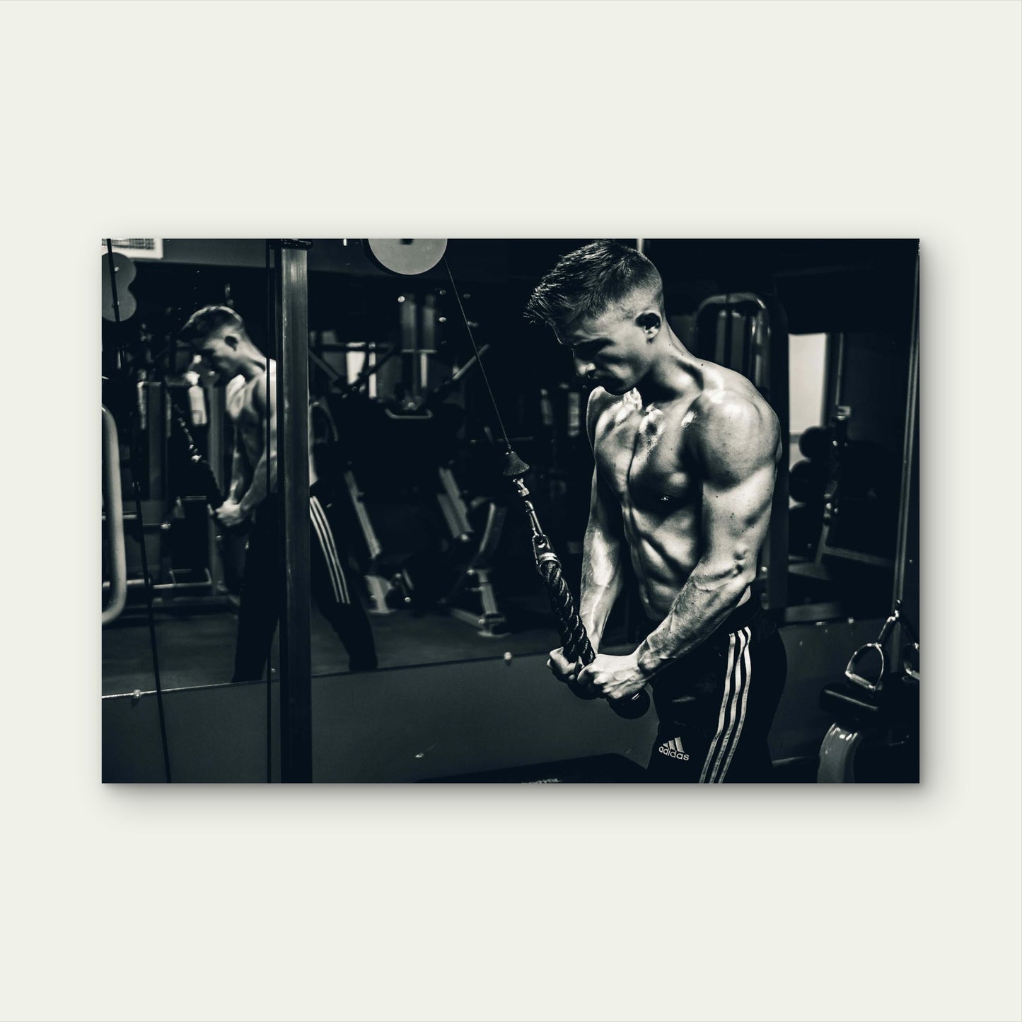 Workout Fitness Cable Pushdown 5mm thick Plastic Poster Ready to Hang 90x60cm