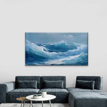 Surging Ocean Wave Wall Art Canvas Office Home Room Framed 120x60cm - Bella Home Decor