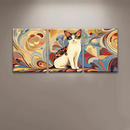 3pcs Abstract Mysterious Cat Metal Print Ready to Hang Art - Bella Home Decor