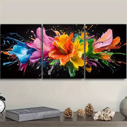 3pcs Multicolor Splash Painting Metal Print Ready to Hang Art