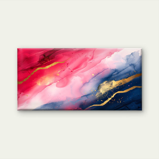 Crimson Gold Marble Abstract Wall Art Canvas Office Home Room Framed 120x60cm