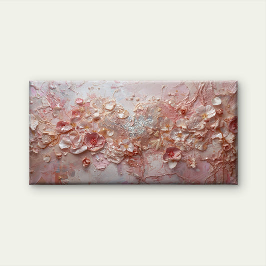 Pink Heavy Palette Bloom Flora Wall Art Canvas Office Home Room Framed 120x60cm