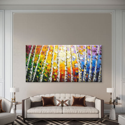 Modern Birch Forest Wall Art Canvas Office Home Room Framed 120x60cm