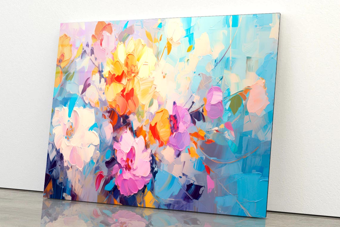 Spring Flower Abstract Colorful Oil  Acrylic Glass Print Tempered Glass Wall Art 100% Made in Australia Ready to Hang