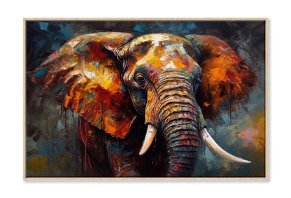 Textured Elephant Closeup Oil Painting Wall Art Limited Edition High Quality Print Canvas Box Framed Natural