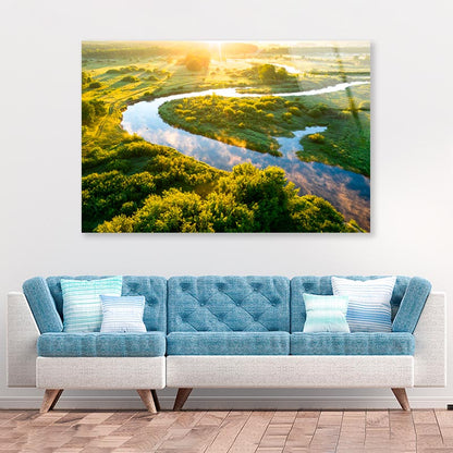 Summer Morning On the River with Fog Acrylic Glass Print Tempered Glass Wall Art 100% Made in Australia Ready to Hang