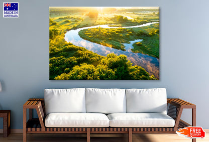 Summer Morning On the River with Fog Wall Art Decor 100% Australian Made