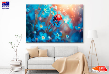 Ladybug Perched on A Vibrant Flower Wall Art Decor 100% Australian Made - Bella Home Decor