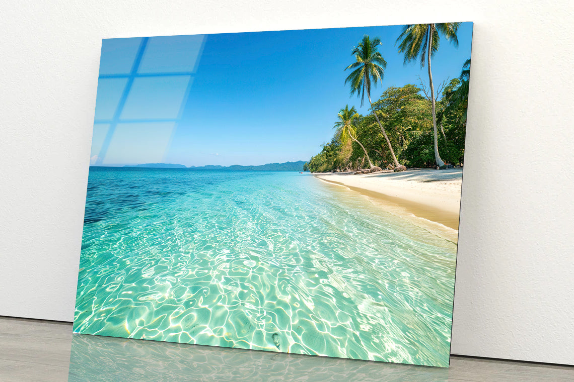 Beach & Palm Trees Acrylic Glass Print Tempered Glass Wall Art 100% Made in Australia Ready to Hang - Bella Home Decor