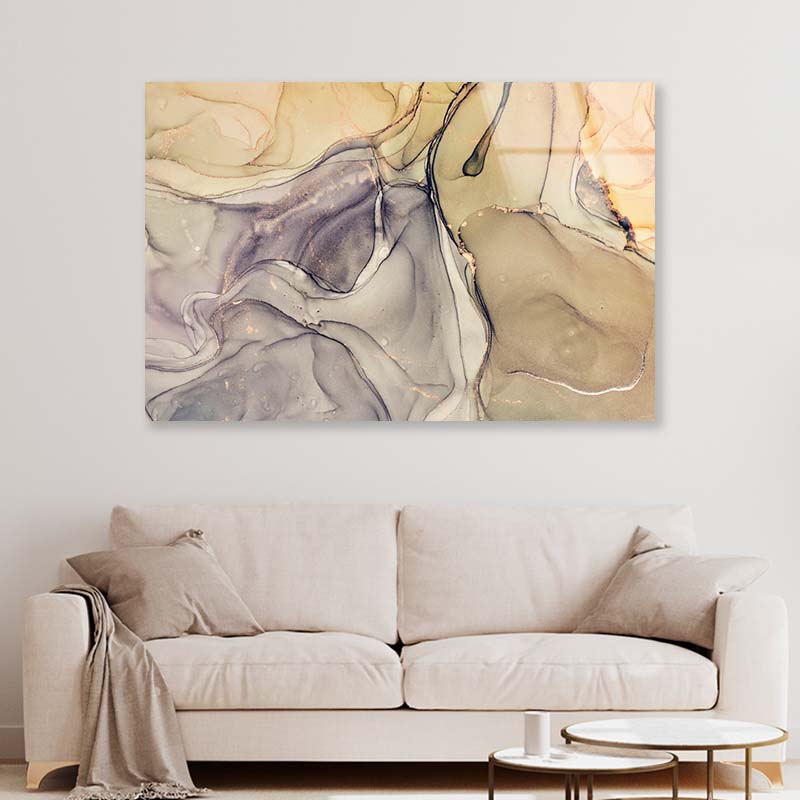 Translucent Gray Alcohol Ink Acrylic Glass Print Tempered Glass Wall Art 100% Made in Australia Ready to Hang