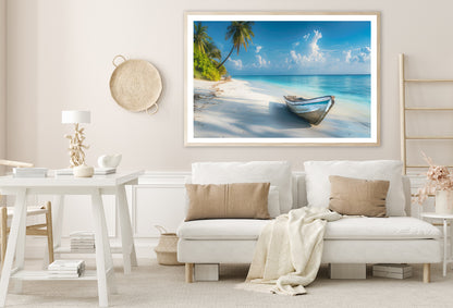 Tropical Beach with Old Wooden Boat Home Decor Premium Quality Poster Print Choose Your Sizes