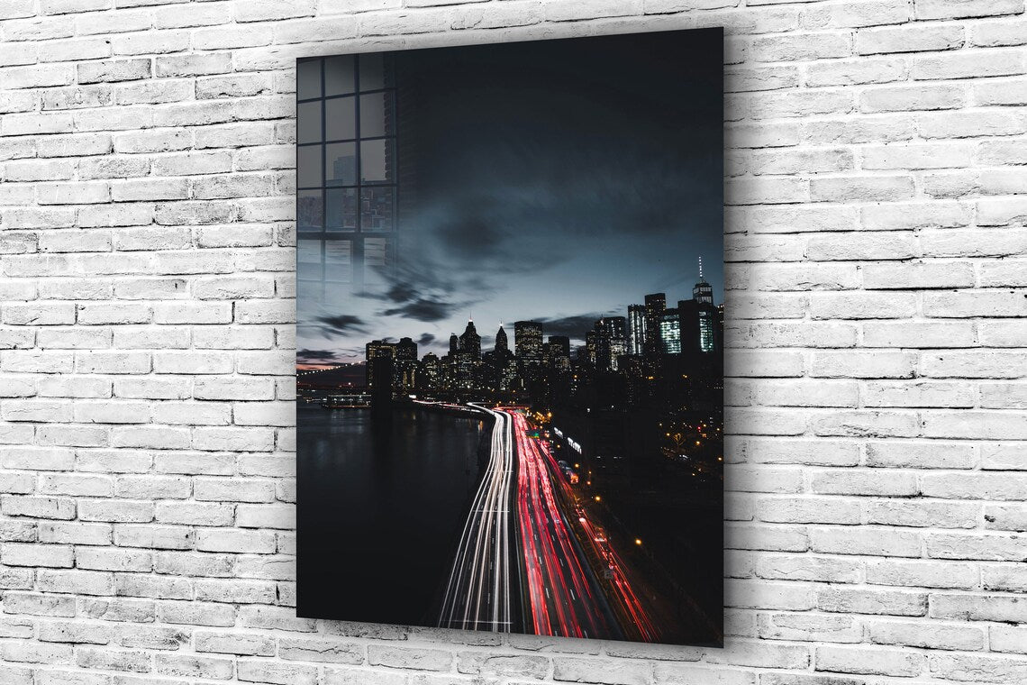 City Highway Night View UV Direct Aluminum Print Australian Made Quality