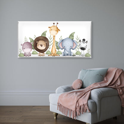 Safari Animal Nursery Baby Wall Art Canvas Office Home Room Framed 120x60cm - Bella Home Decor