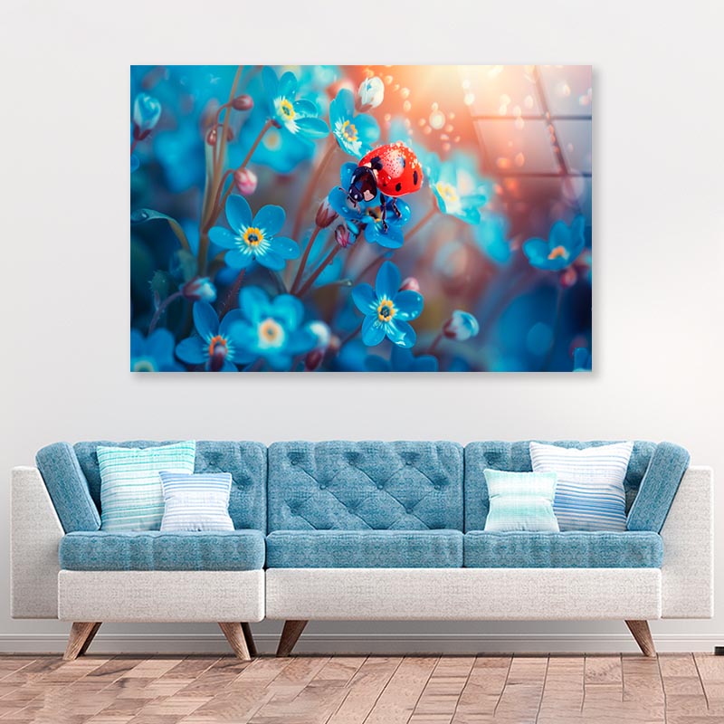 Ladybug Perched on A Vibrant Flower  Acrylic Glass Print Tempered Glass Wall Art 100% Made in Australia Ready to Hang