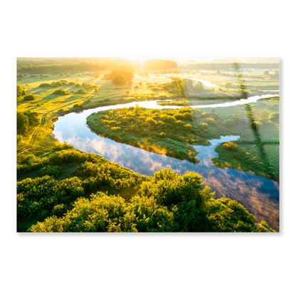 Summer Morning On the River with Fog Acrylic Glass Print Tempered Glass Wall Art 100% Made in Australia Ready to Hang