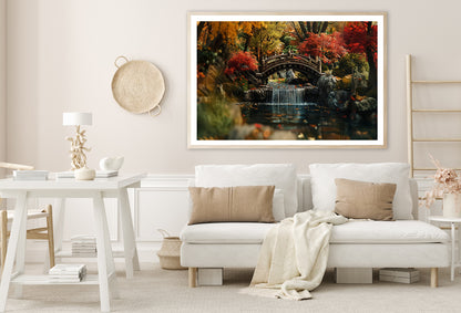 Bridge Over a River with a Waterfall and Trees Home Decor Premium Quality Poster Print Choose Your Sizes - Bella Home Decor