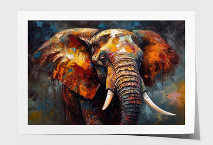 Textured Elephant Closeup Oil Painting Wall Art Limited Edition High Quality Print Unframed Roll Canvas None