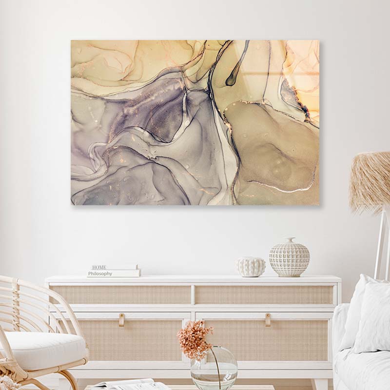 Translucent Gray Alcohol Ink Acrylic Glass Print Tempered Glass Wall Art 100% Made in Australia Ready to Hang