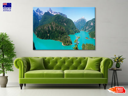 Cascade Mountain with Blue River Print 100% Australian Made - Bella Home Decor