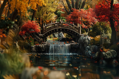 Bridge Over a River with a Waterfall and Trees Home Decor Premium Quality Poster Print Choose Your Sizes - Bella Home Decor