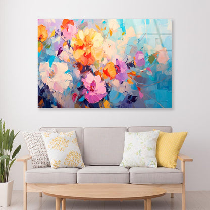 Spring Flower Abstract Colorful Oil  Acrylic Glass Print Tempered Glass Wall Art 100% Made in Australia Ready to Hang