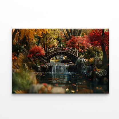 Bridge Over a River with a Waterfall and Trees Print 100% Australian Made - Bella Home Decor