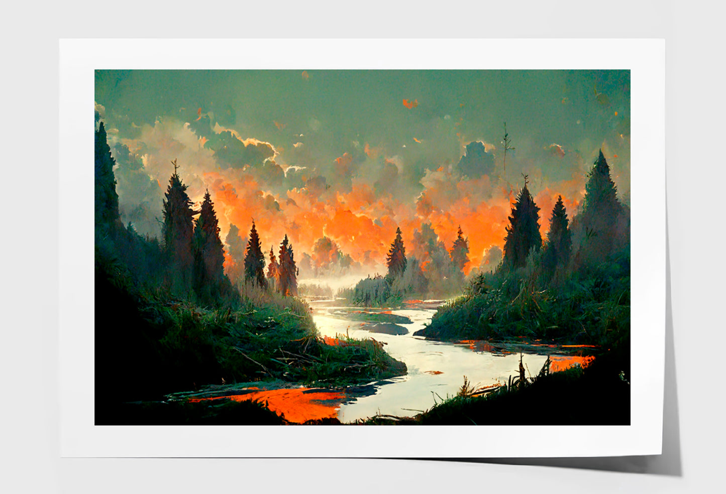 Mountains, Flowers, Trees, Rivers & Grass Oil Painting Wall Art Limited Edition High Quality Print Unframed Roll Canvas None