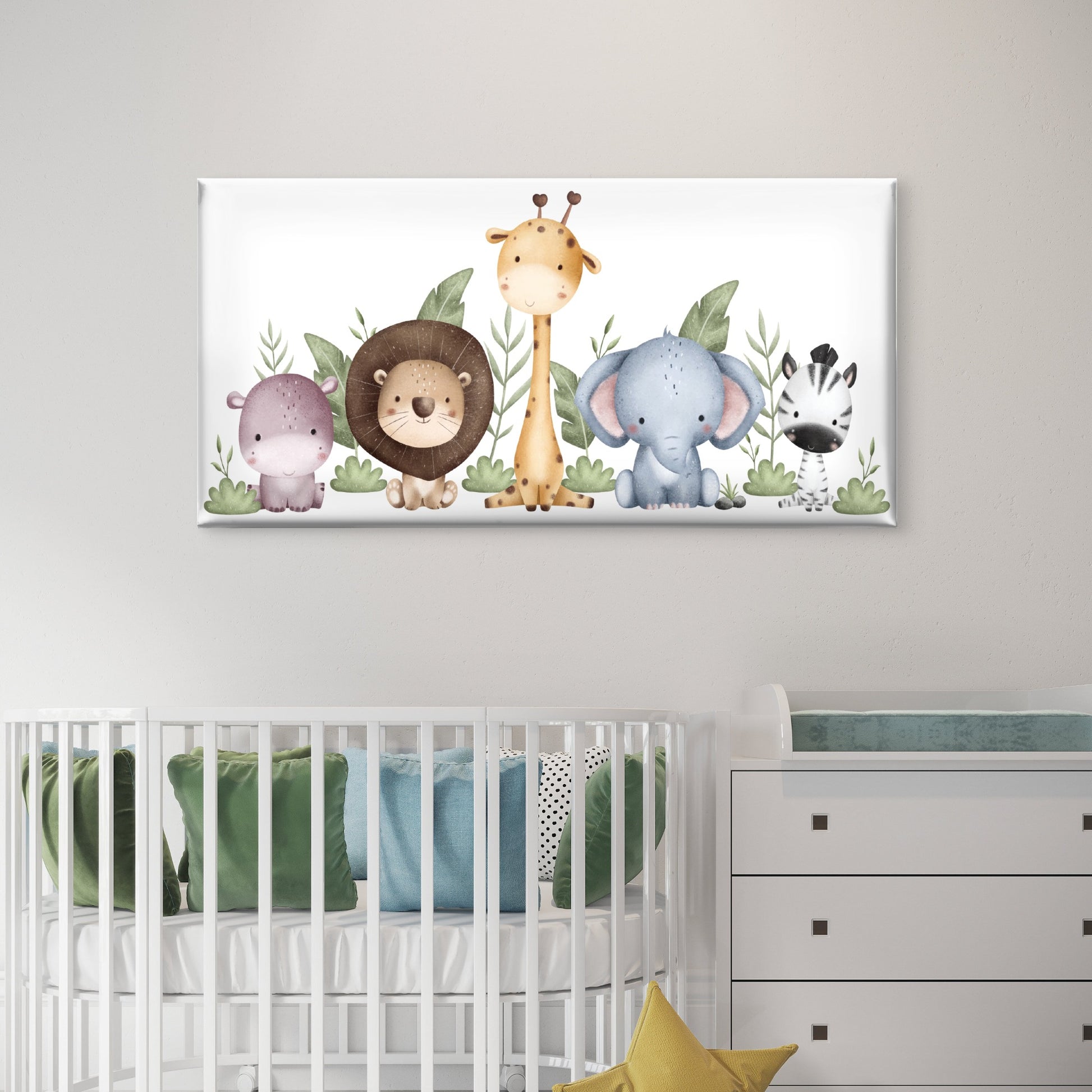 Safari Animal Nursery Baby Wall Art Canvas Office Home Room Framed 120x60cm - Bella Home Decor
