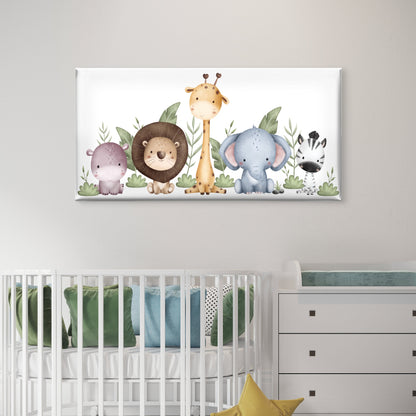 Safari Animal Nursery Baby Wall Art Canvas Office Home Room Framed 120x60cm - Bella Home Decor