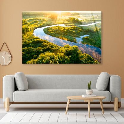 Summer Morning On the River with Fog Acrylic Glass Print Tempered Glass Wall Art 100% Made in Australia Ready to Hang