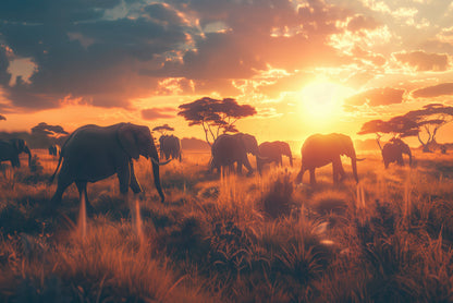 Herd of Elephants Walking Home Decor Premium Quality Poster Print Choose Your Sizes