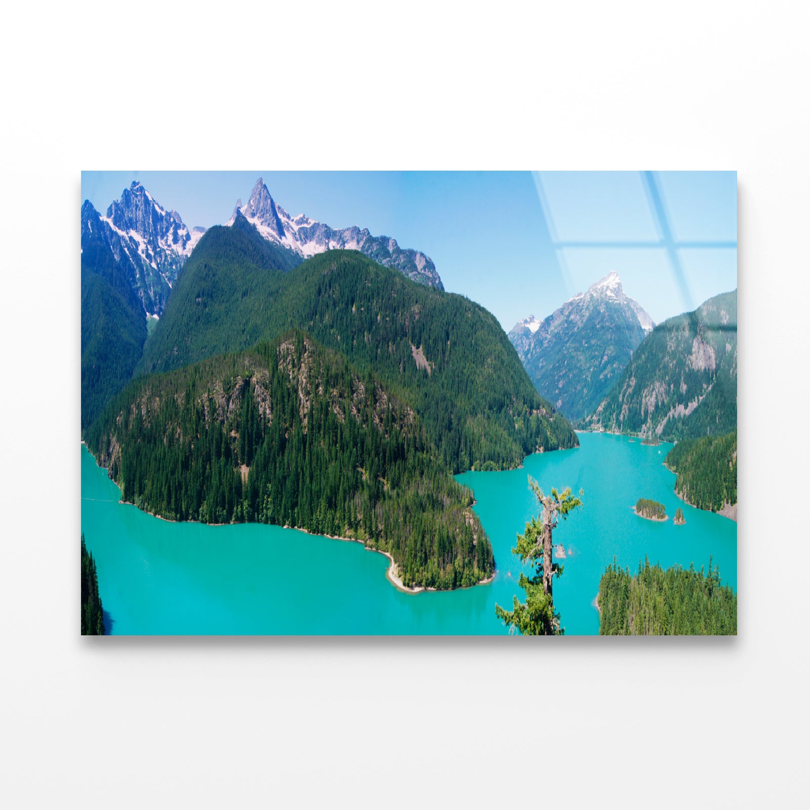 Cascade Mountain with Blue River Acrylic Glass Print Tempered Glass Wall Art 100% Made in Australia Ready to Hang - Bella Home Decor