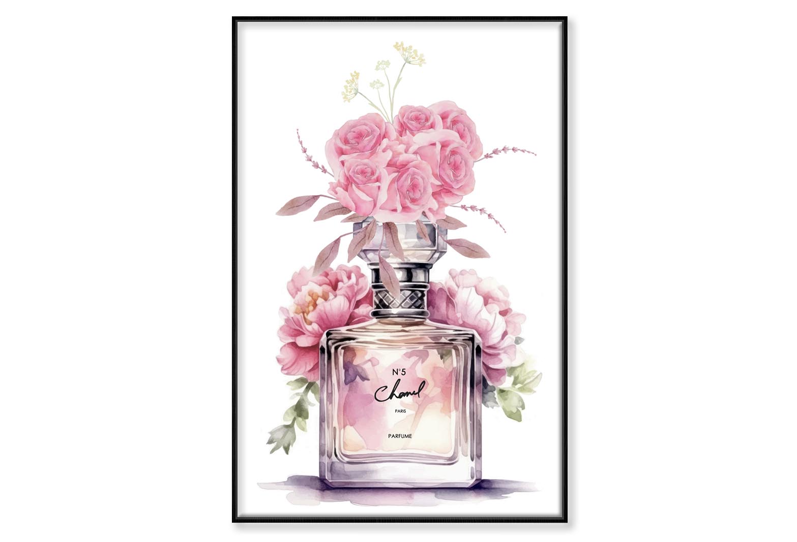 Pink Perfume Wall Art Limited Edition High Quality Print Canvas Box Framed Black