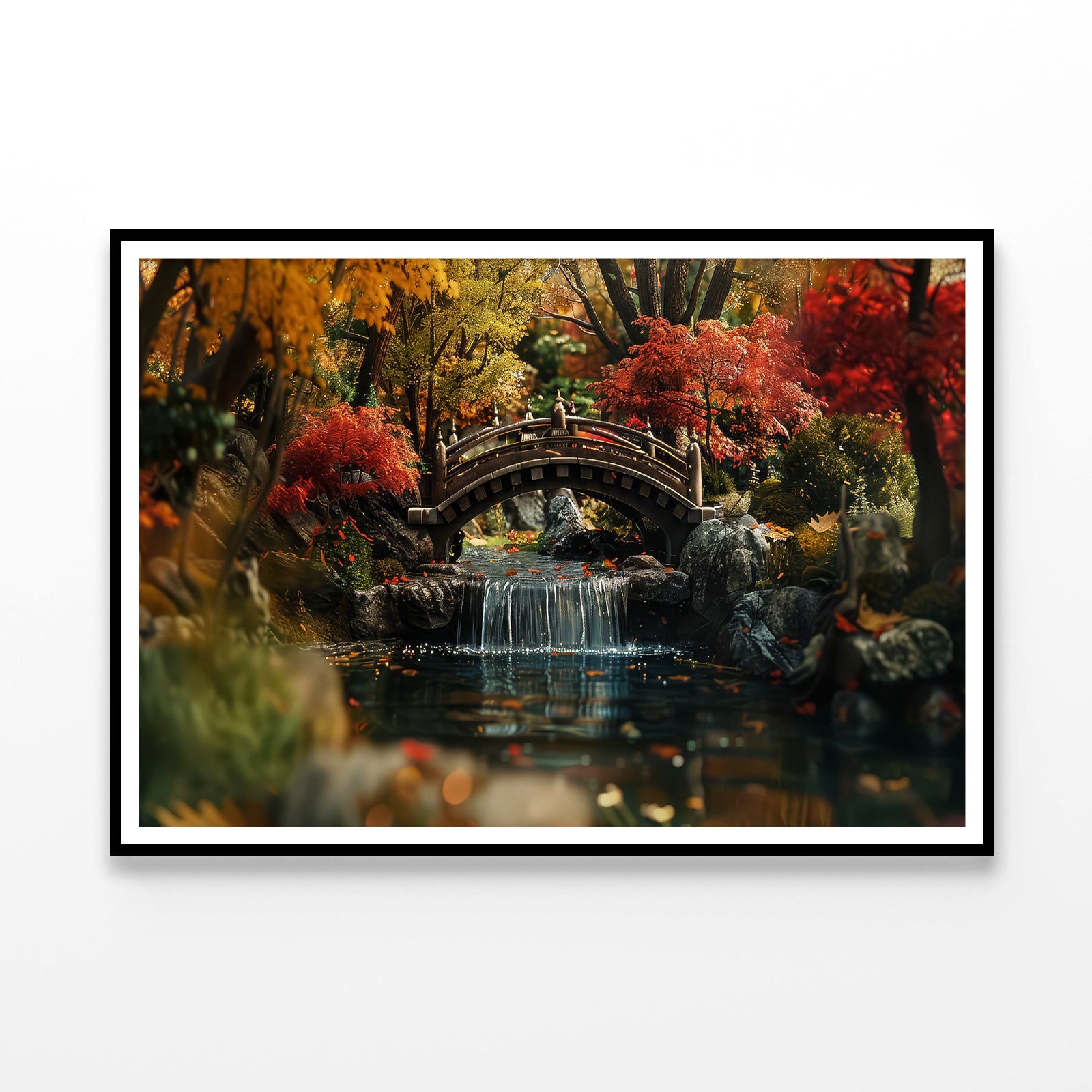 Bridge Over a River with a Waterfall and Trees Home Decor Premium Quality Poster Print Choose Your Sizes - Bella Home Decor