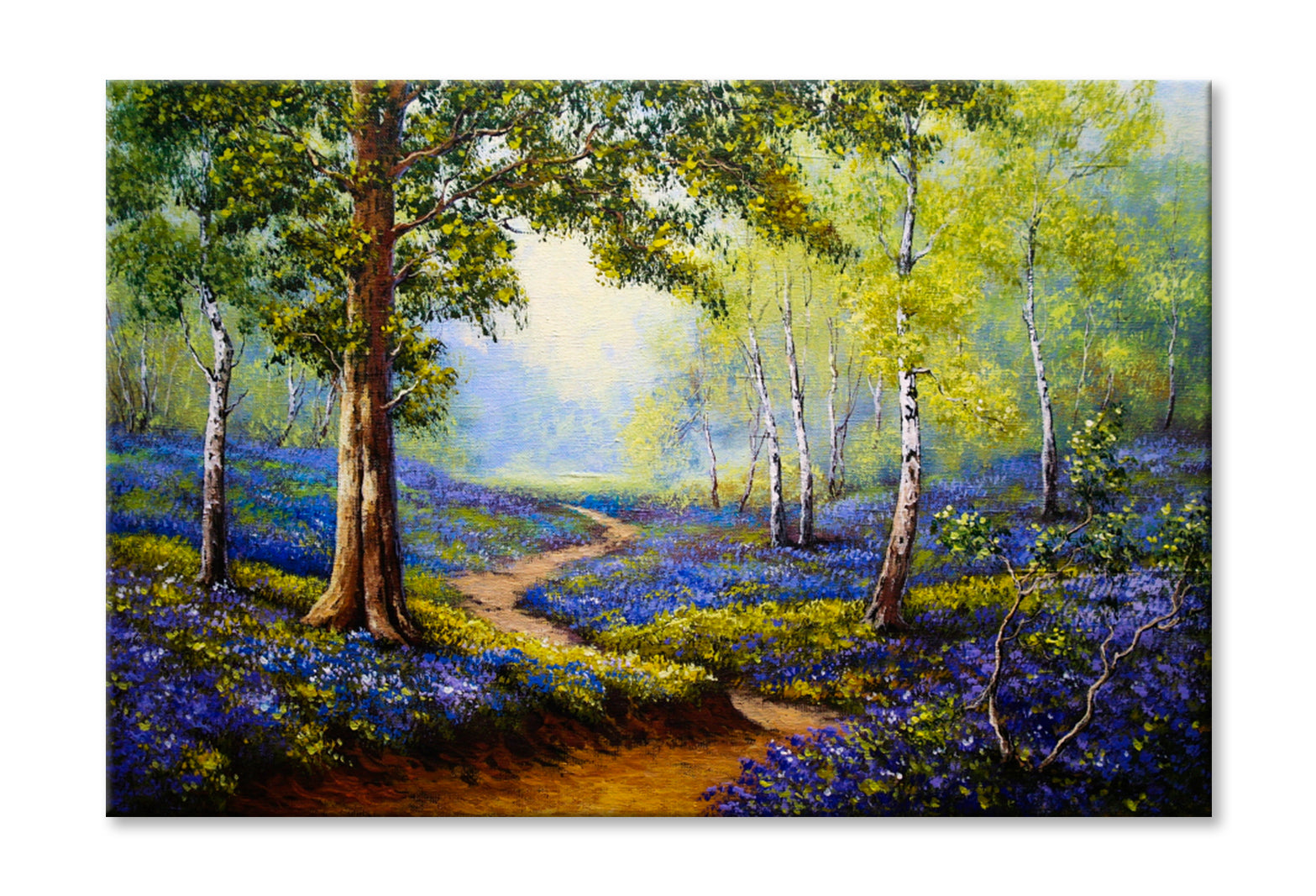 Spring Forest Flowers Oil Painting Wall Art Limited Edition High Quality Print Stretched Canvas None