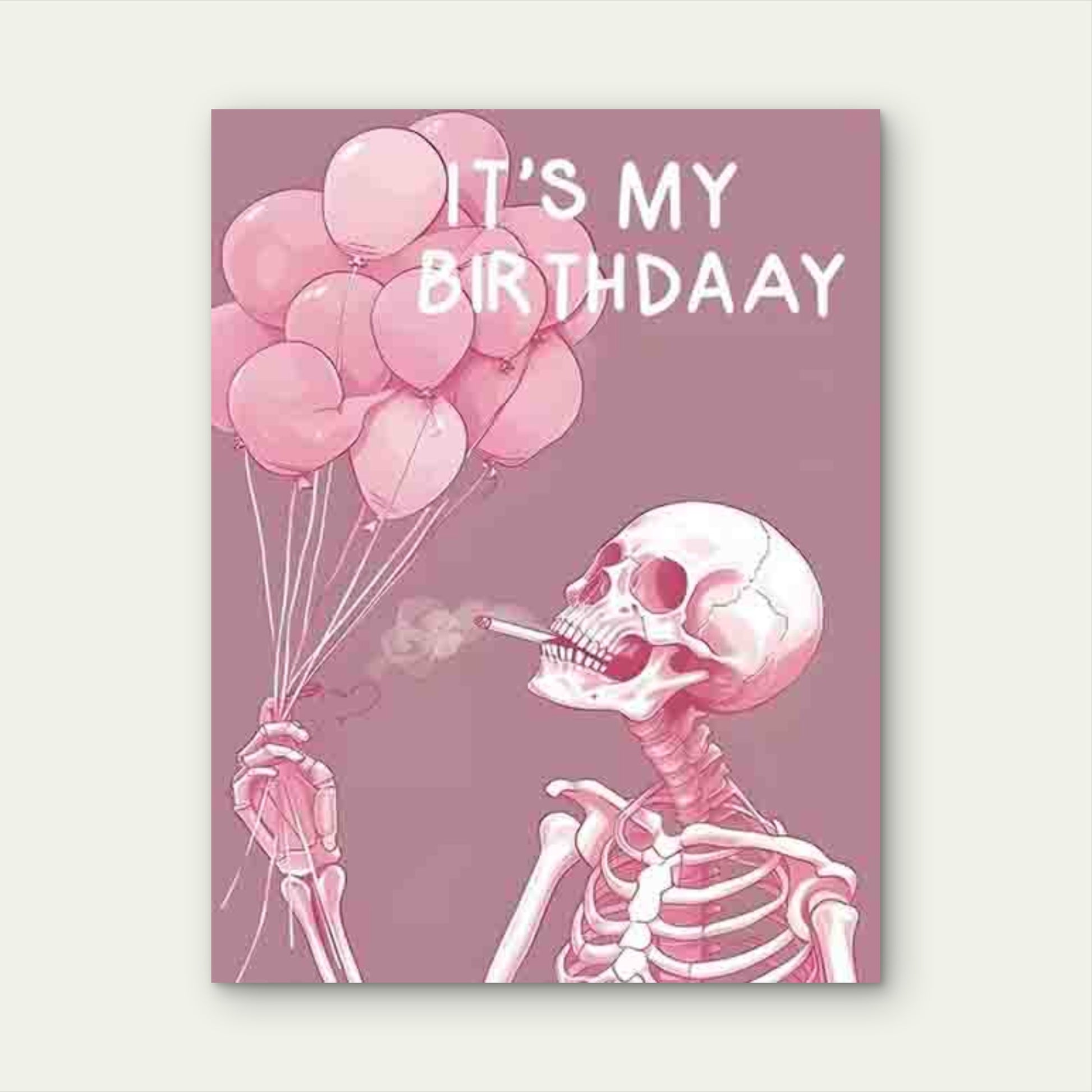 Pink Skeleton With A Text IT's MY BIRTHDAY Metal Print Ready to Hang - Bella Home Decor