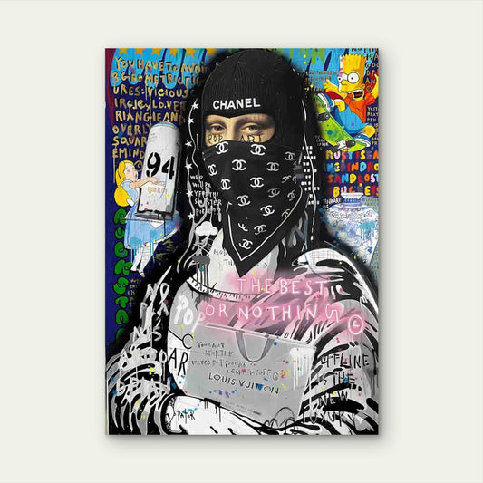 Graffiti Masked Rebel Standing Quietly 40x60cm Metal Print Ready to Hang
