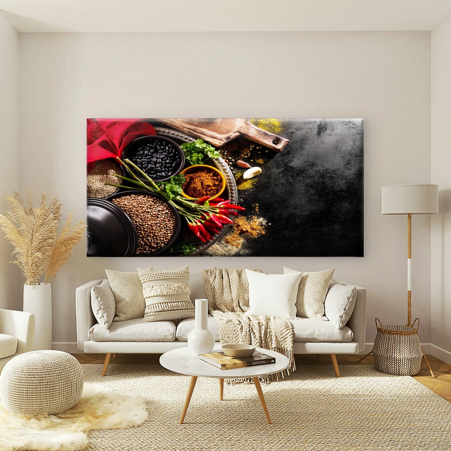 Colorful Array Of Fresh Spices Wall Art Canvas Office Home Room Framed 120x60cm