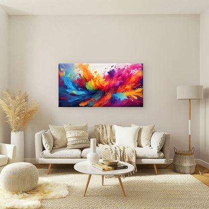 Vibrant Abstract Paint Splash Wall Art Canvas Office Home Room Framed 120x60cm - Bella Home Decor