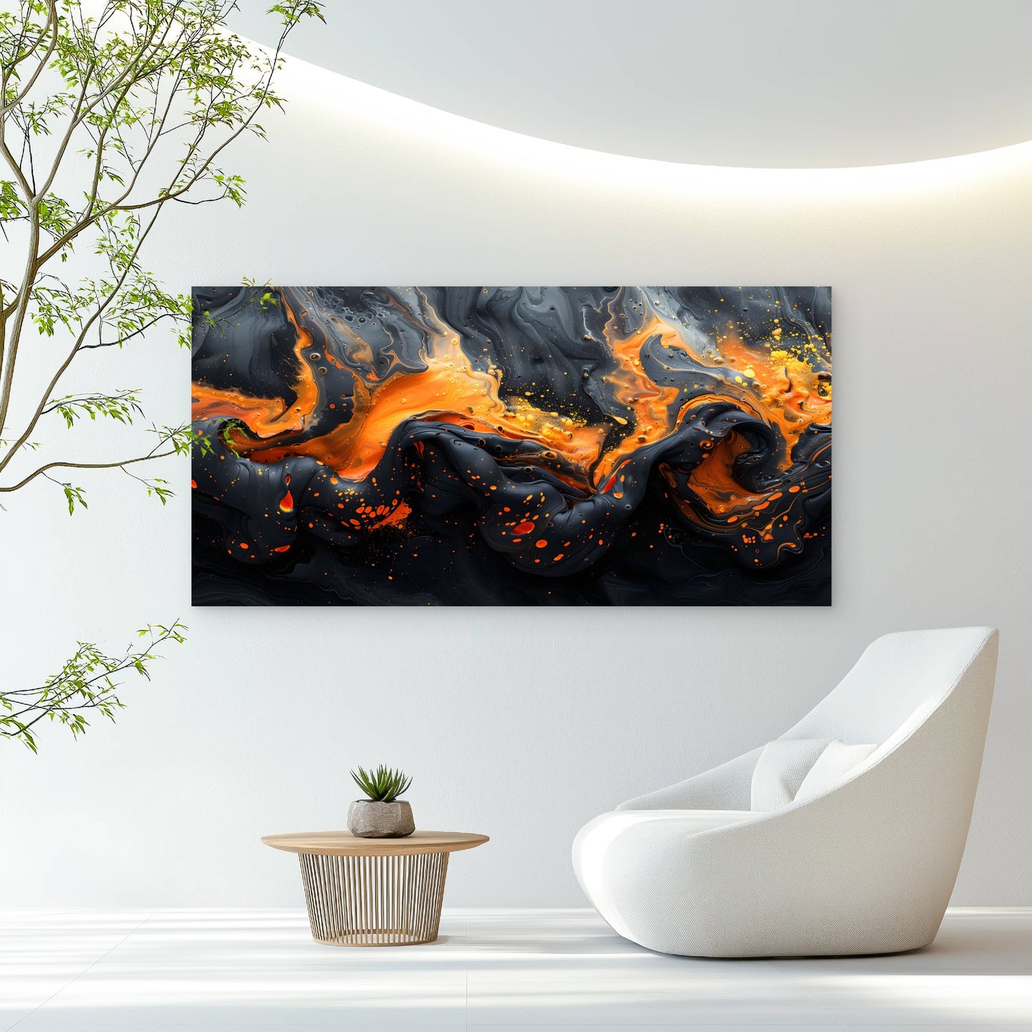 Dark Fiery Lava Flow Wall Art Canvas Office Home Room Framed 120x60cm
