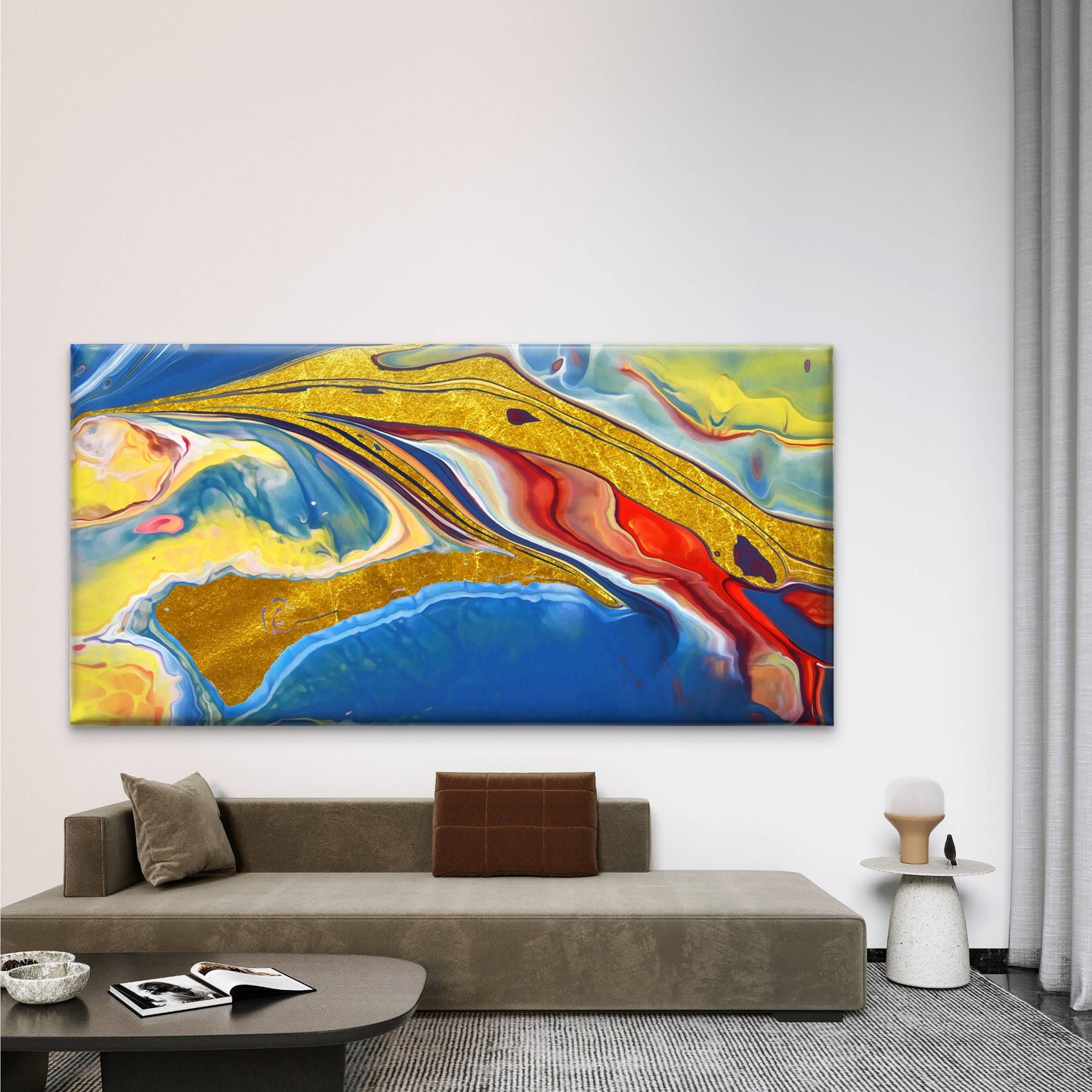 Abstract Painting Fluid Art Wall Art Canvas Office Home Room Framed 120x60cm