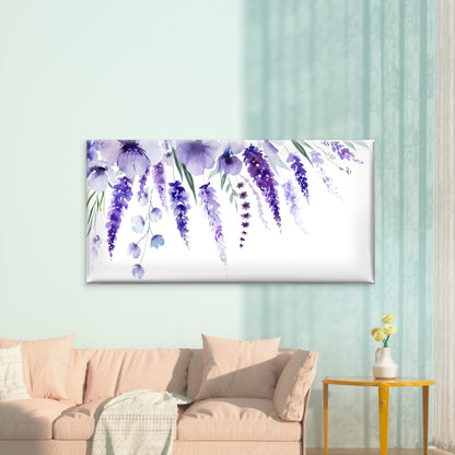 Lavender Watercolor Floral Art Wall Art Canvas Office Home Room Framed 120x60cm - Bella Home Decor