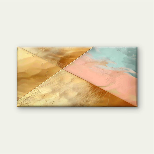 Gold Foil Blush Geometric Wall Art Canvas Office Home Room Framed 120x60cm
