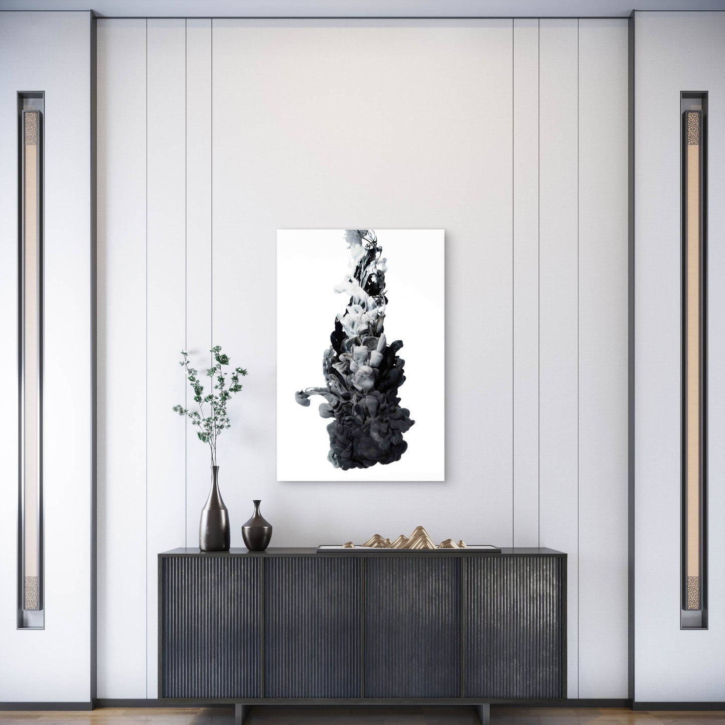 Ink In The Water A Splash Of Black And White Abstract Metal Print Ready to Hang