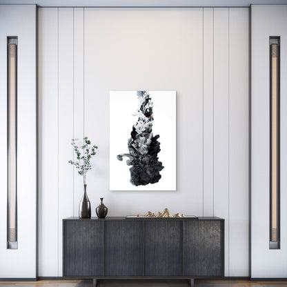 Ink In The Water A Splash Of Black And White Abstract Metal Print Ready to Hang
