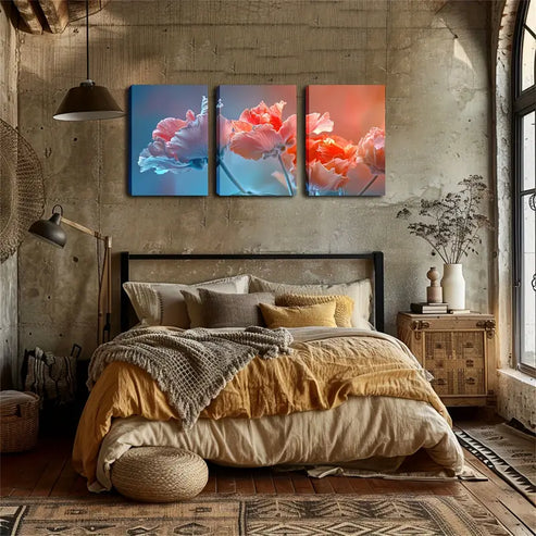 3pcs Pink Floral Design Wall Art Canvas Unframed - High Quality Print 100% Australian Made Wall Canvas