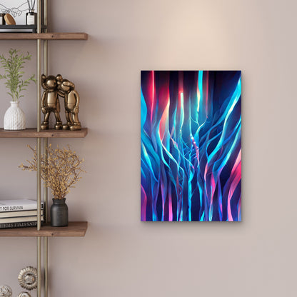 Abstract Waves Blue Orange Shades Metal Print Ready to Hang - Bella Home Decor