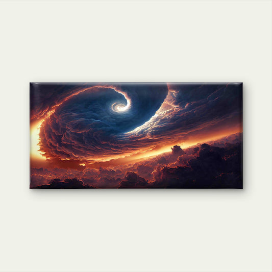 Fiery Vortex Of The Red Storm Wall Art Canvas Office Home Room Framed 120x60cm