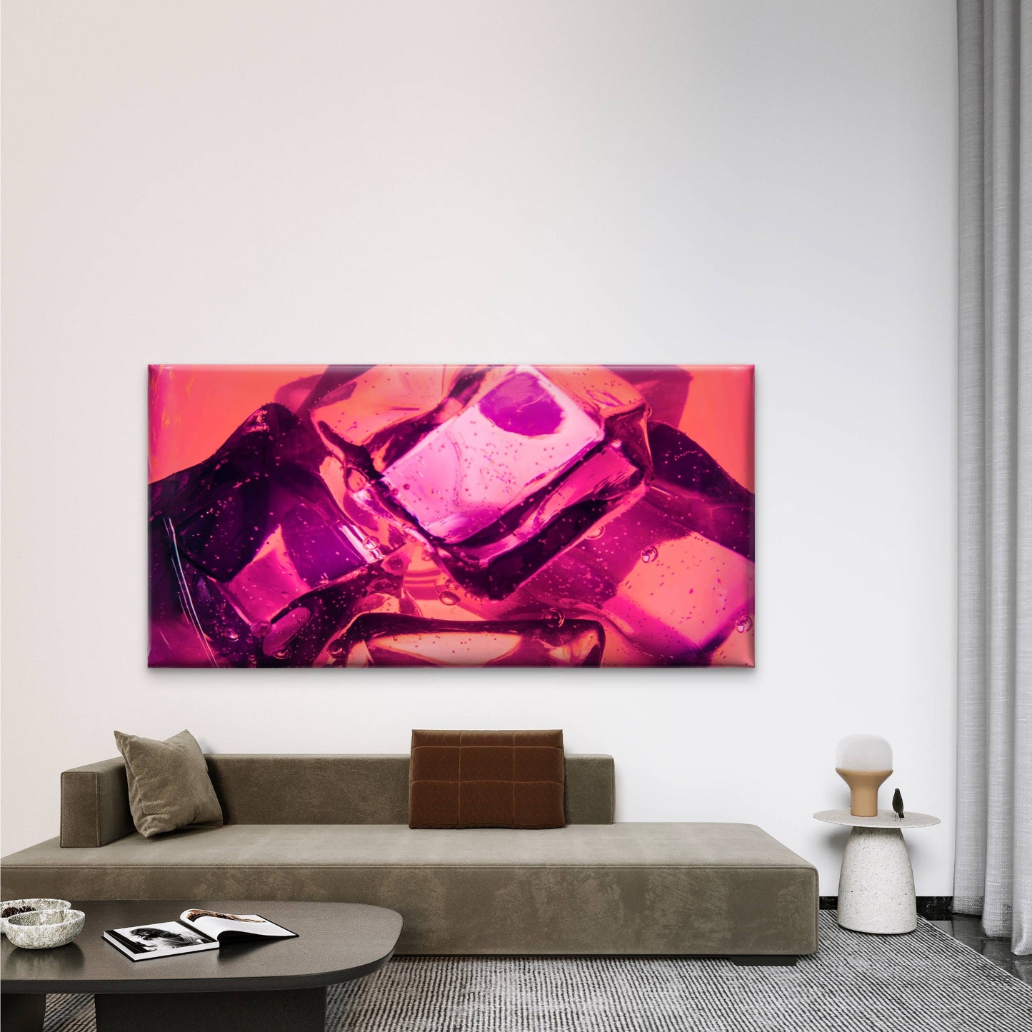 Ice Cubes Motion Water Splash Wall Art Canvas Office Home Room Framed 120x60cm