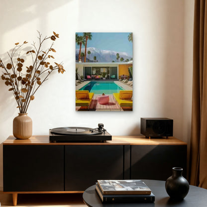 Tropical Palm Tree & Mountain View Metal Print Ready to Hang - Bella Home Decor